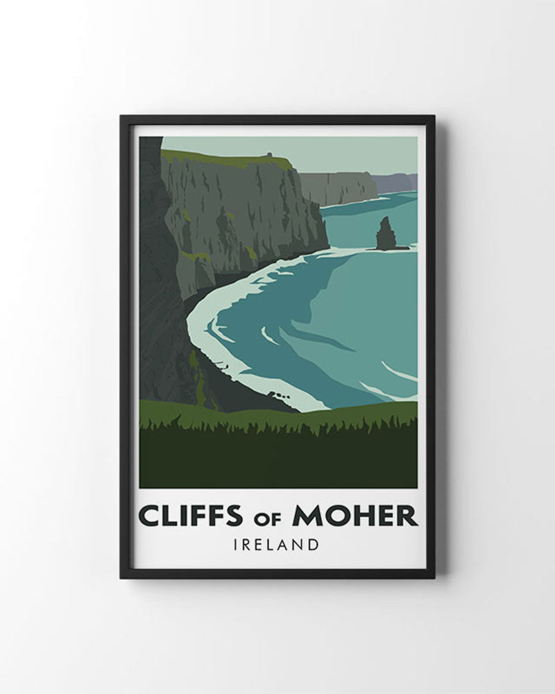 retro travel poster cliffs of Moher